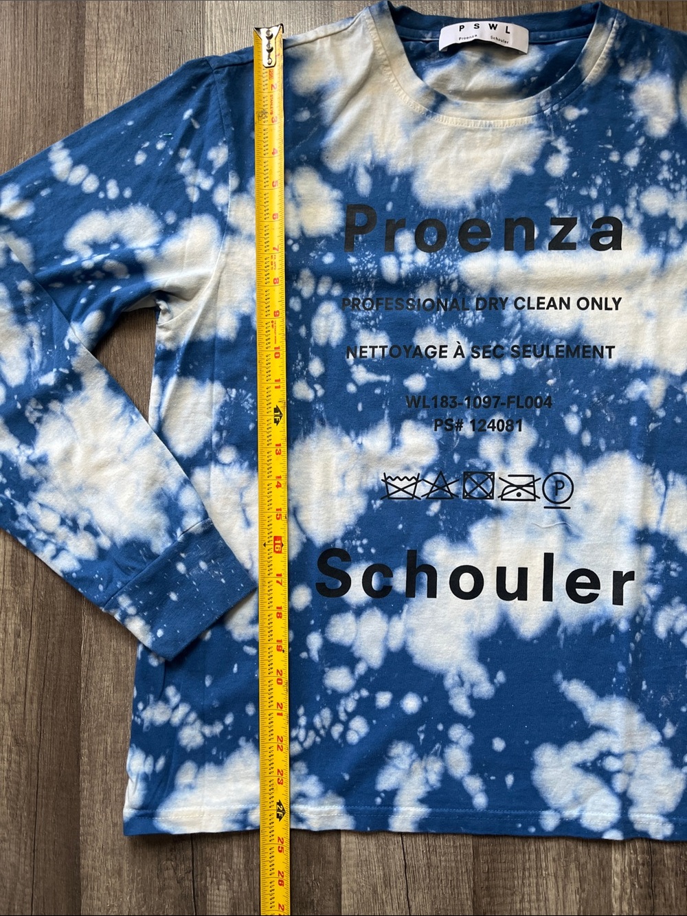 Proenza Schouler Blue & White Tie-Dye Graphic Long Sleeve Tee - Picture 5 of 5